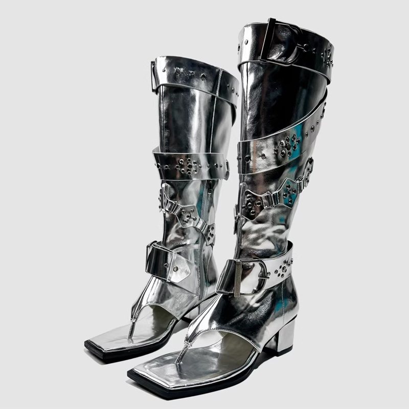 Leather Classic Strap - Punk riemgesp hoge hakken sandalen laarzen