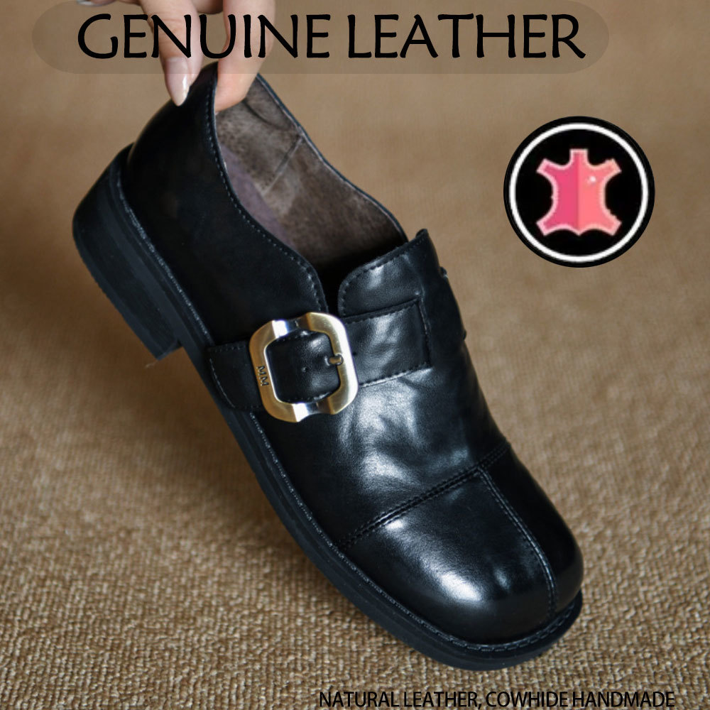 Leather Classic Strap - Echte lederen dames loafers, echte lederen