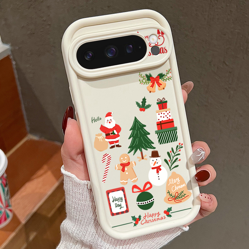 Google Pixel 9 Pro - Gelukkig Kerst Patroon Zachte TPU Telefoon