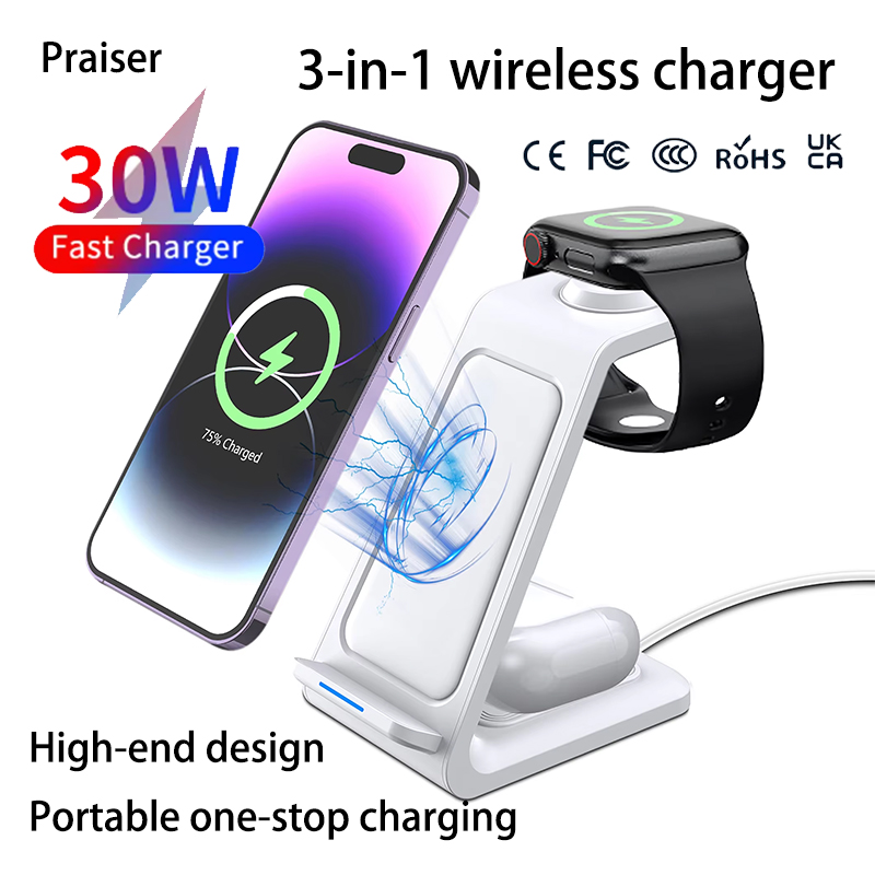 Watch Charger Cable - 15W 3-in-1 draadloze oplaadstation voor iPhone,